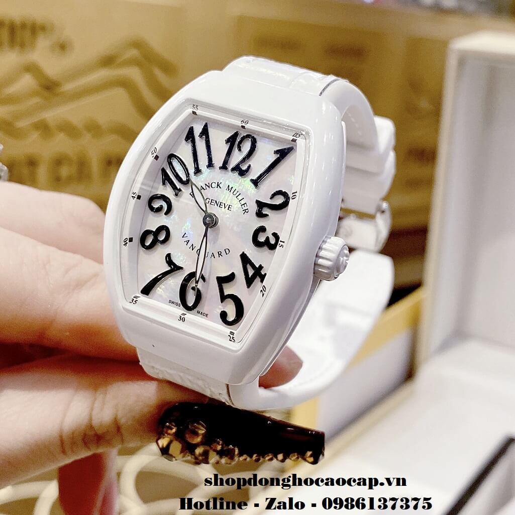 Đồng Hồ Franck Muller V32 ABF Siêu Cấp 1:1 Nữ Dây Da Silicon Trắng