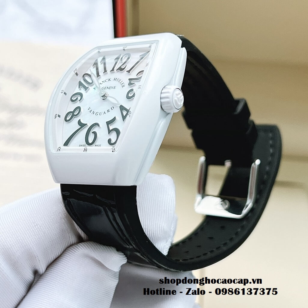 Đồng Hồ Franck Muller V32 ABF Siêu Cấp 1:1 Nữ Dây Da Silicon Đen Mặt Trắng