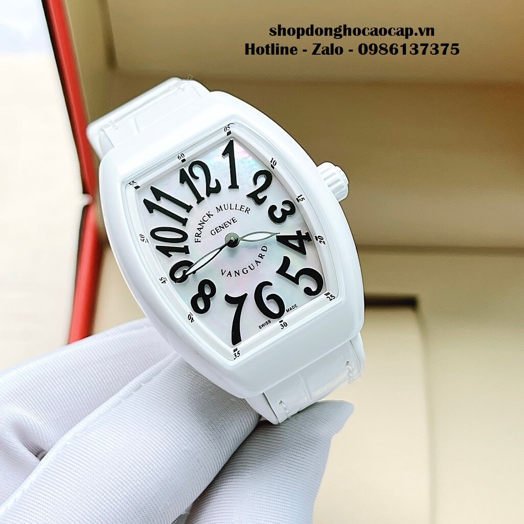 Đồng Hồ Franck Muller V32 ABF Siêu Cấp 1:1 Nữ Dây Da Silicon Trắng