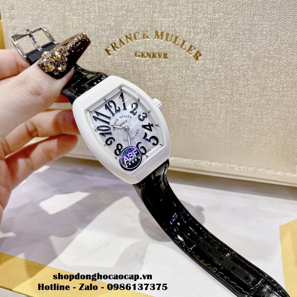 Đồng Hồ Franck Muller V32 ABF Siêu Cấp 1:1 Nữ Dây Da Silicon Đen Mặt Trắng