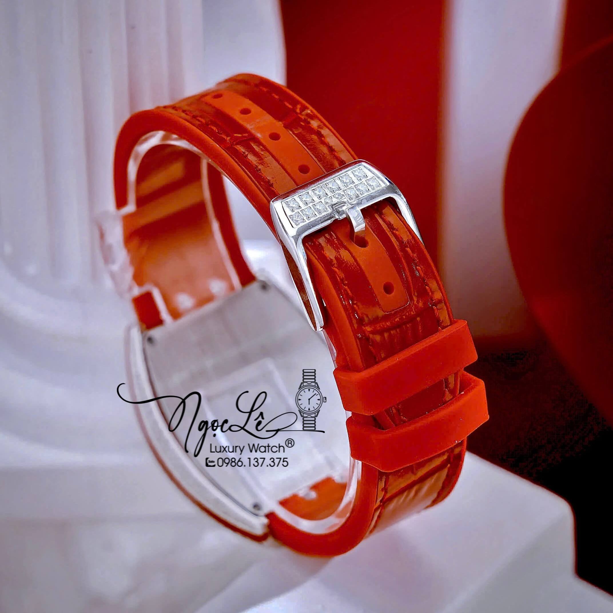 Đồng Hồ Franck Muller V32 Nữ Dây Màu Đỏ Đính Đá Bạc Size 34mm