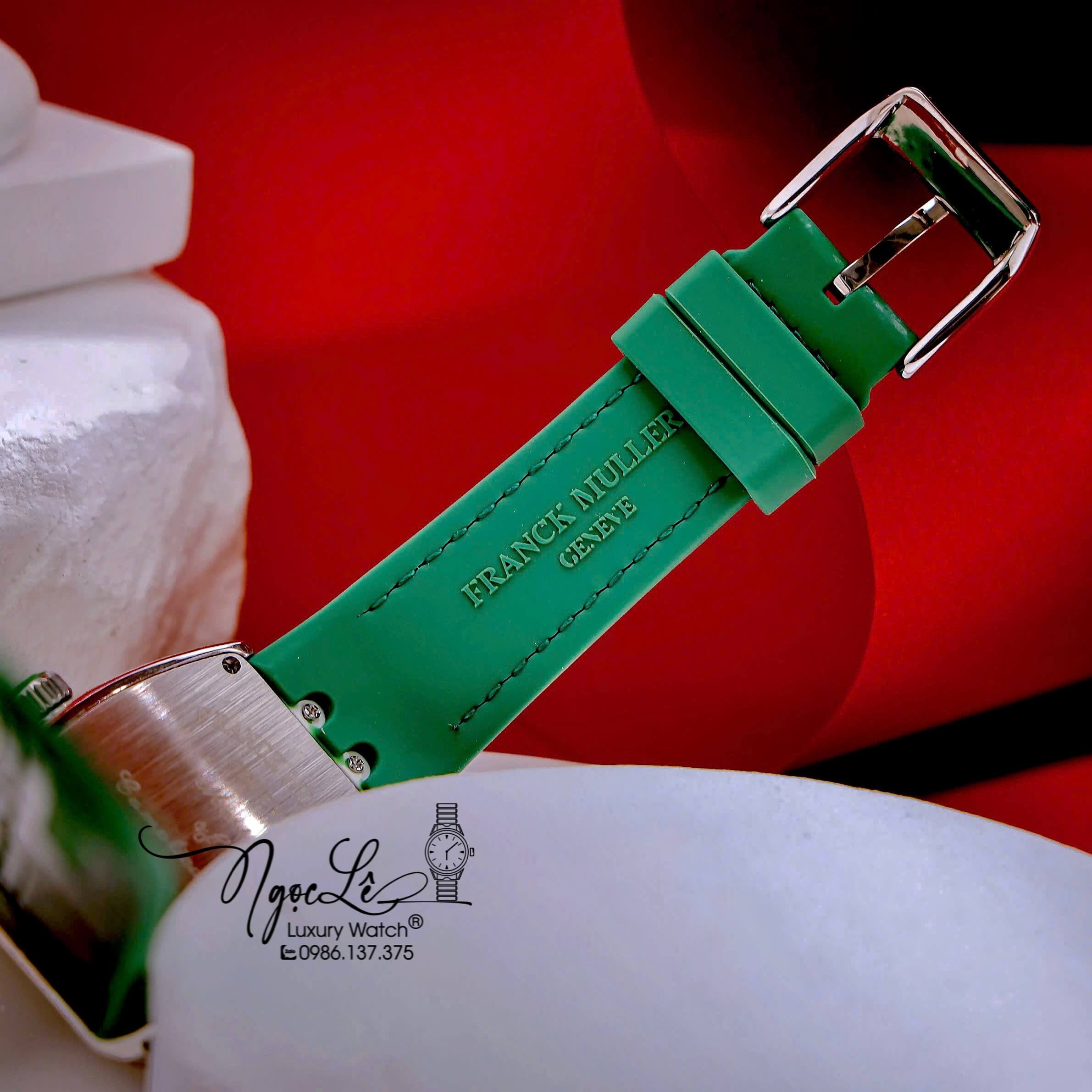 Đồng Hồ Franck Muller V32 Nữ Dây Màu Xanh Lá Đậm Đính Đá Bạc Size 34mm