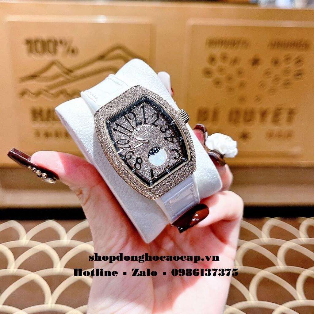 Đồng Hồ Franck Muller Vanguard V32 Trăng Sao Trắng Đính Đá Rose