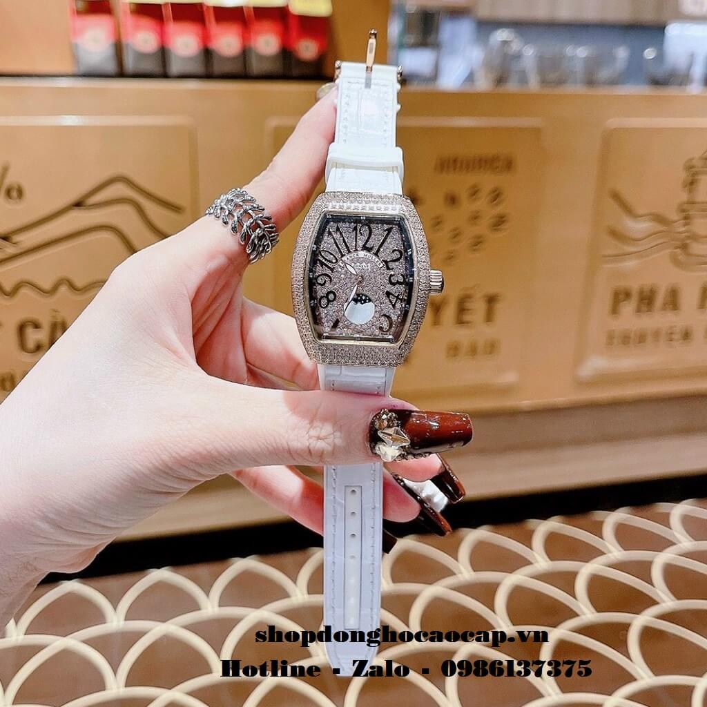 Đồng Hồ Franck Muller Vanguard V32 Trăng Sao Trắng Đính Đá Rose