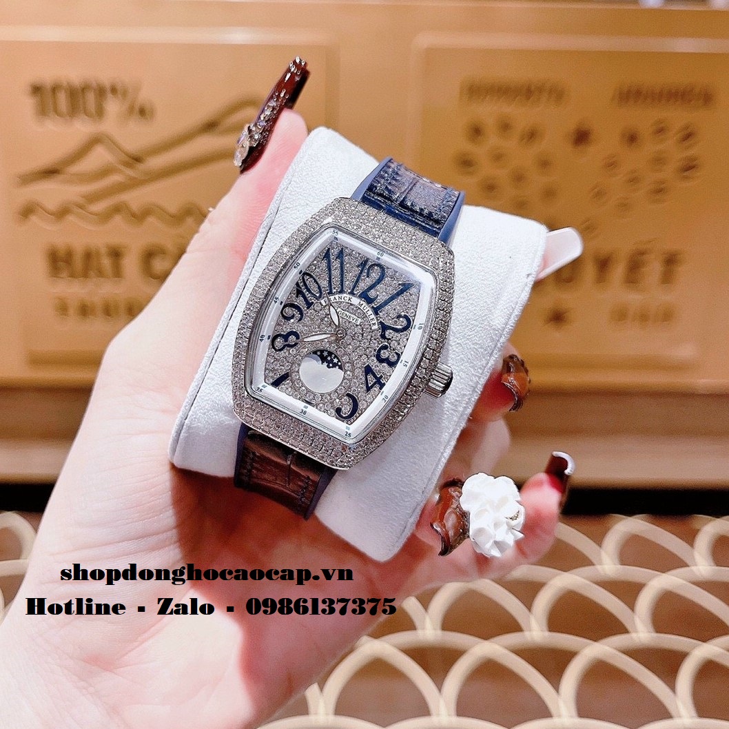 Đồng Hồ Franck Muller Vanguard V32 Trăng Sao Xanh Dương Đính Đá Bạc