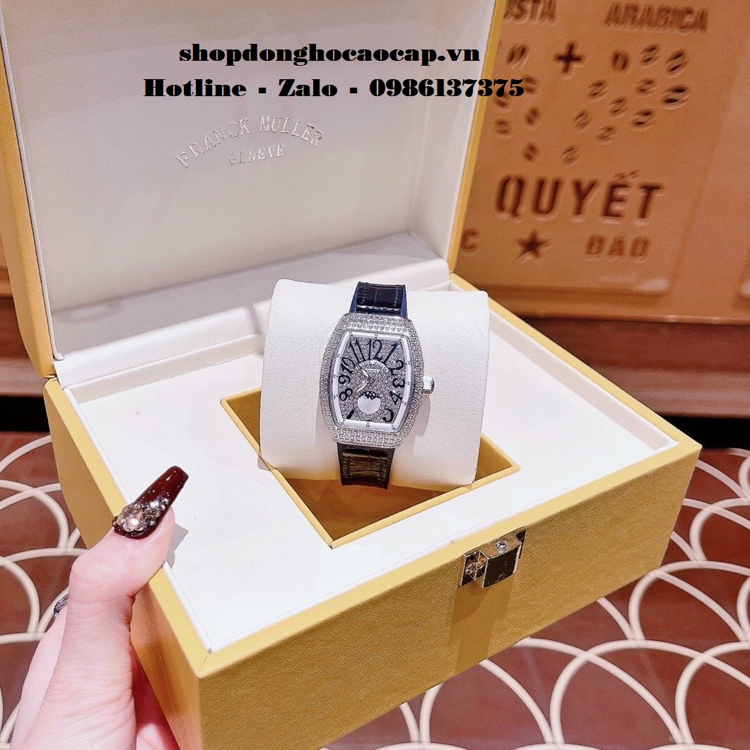 Đồng Hồ Franck Muller Vanguard V32 Trăng Sao Xanh Dương Đính Đá Bạc