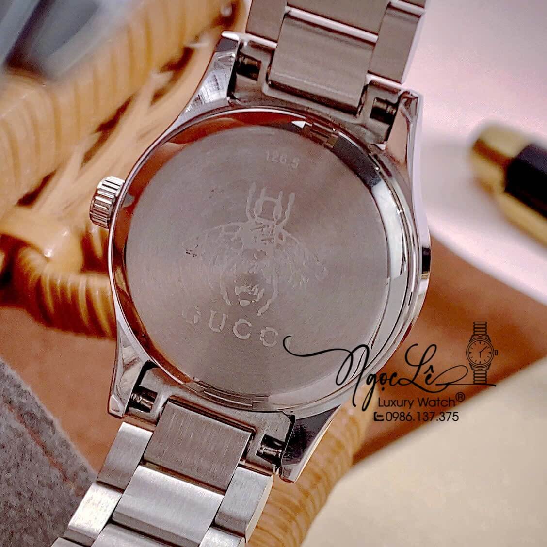 Đồng Hồ Gucci G-Timeless Mystic Cat Motif Dây Kim Loại Bạc Mặt Trắng Size 28mm