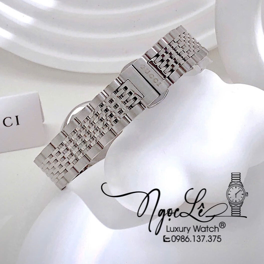 Đồng Hồ Nữ Gucci G-Timeless Pink Dây Kim Loại Silver Mặt Hồng Size 27mm YA126566