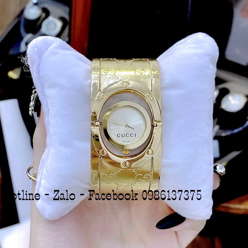 Đồng Hồ Gucci Twirl Nữ Dáng Lắc Tay Màu Vàng Gold Cao Cấp Size 23mm