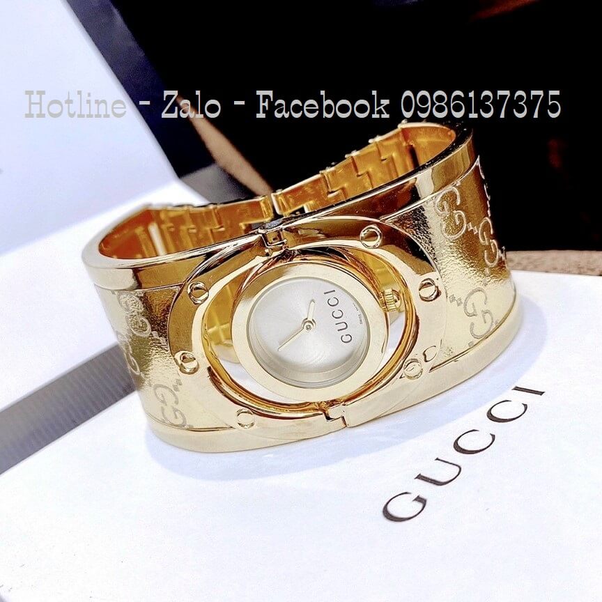 Đồng Hồ Gucci Twirl Nữ Dáng Lắc Tay Màu Vàng Gold Cao Cấp Size 23mm