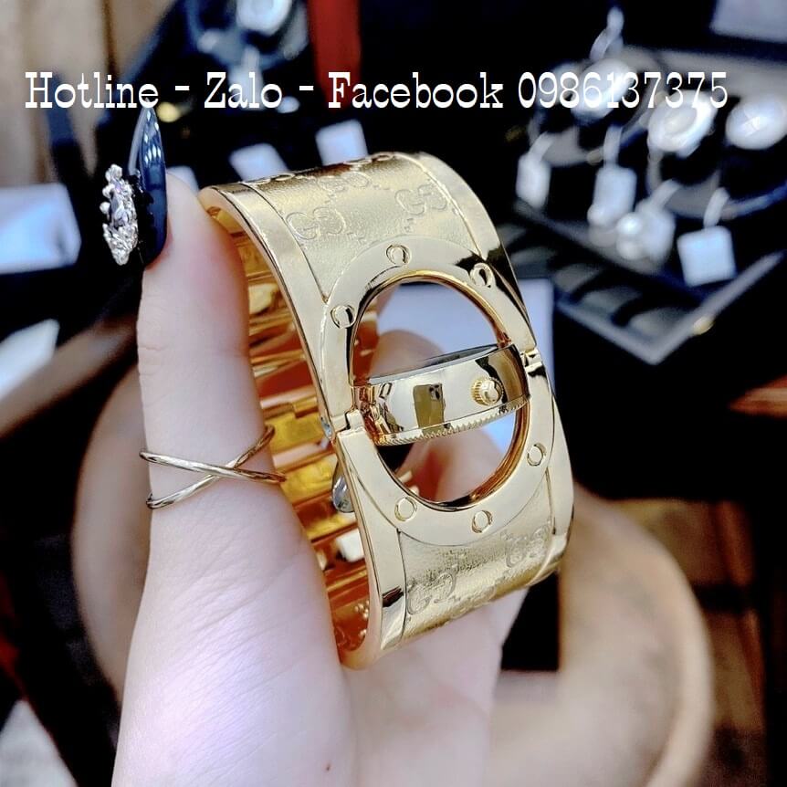 Đồng Hồ Gucci Twirl Nữ Dáng Lắc Tay Màu Vàng Gold Cao Cấp Size 23mm