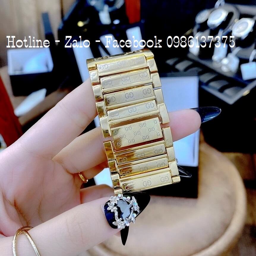 Đồng Hồ Gucci Twirl Nữ Dáng Lắc Tay Màu Vàng Gold Cao Cấp Size 23mm