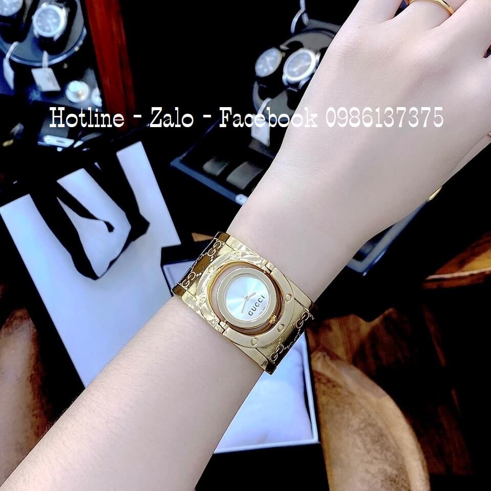 Đồng Hồ Gucci Twirl Nữ Dáng Lắc Tay Màu Vàng Gold Cao Cấp Size 23mm