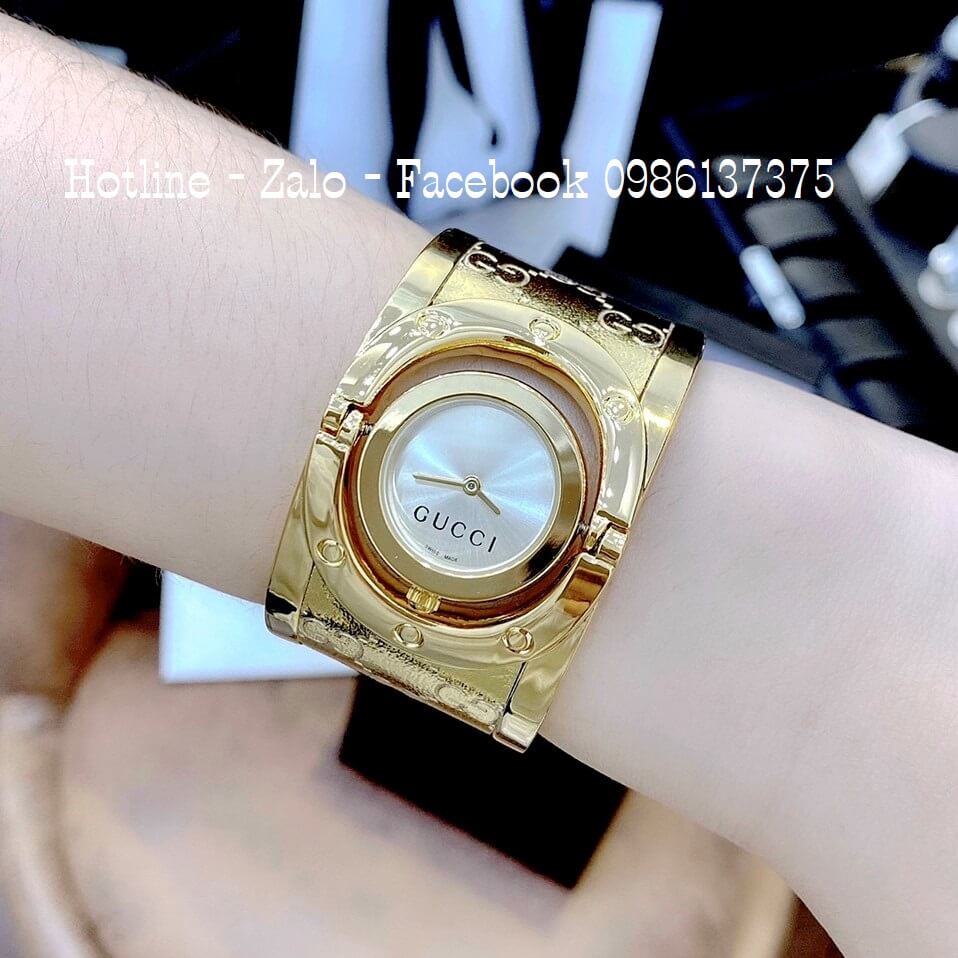 Đồng Hồ Gucci Twirl Nữ Dáng Lắc Tay Màu Vàng Gold Cao Cấp Size 23mm