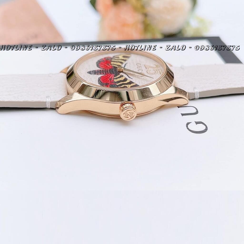 Đồng Hồ Gucci Nữ Dây Da Nude Mặt Ong 33mm YA1264062