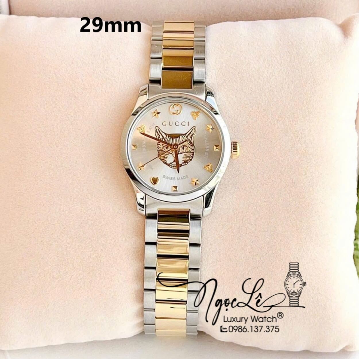 Đồng Hồ Gucci Nữ Dây Kim Loại Demi Vàng Mặt Họa Tiết Cú Mèo Size 28mm - YA1265016