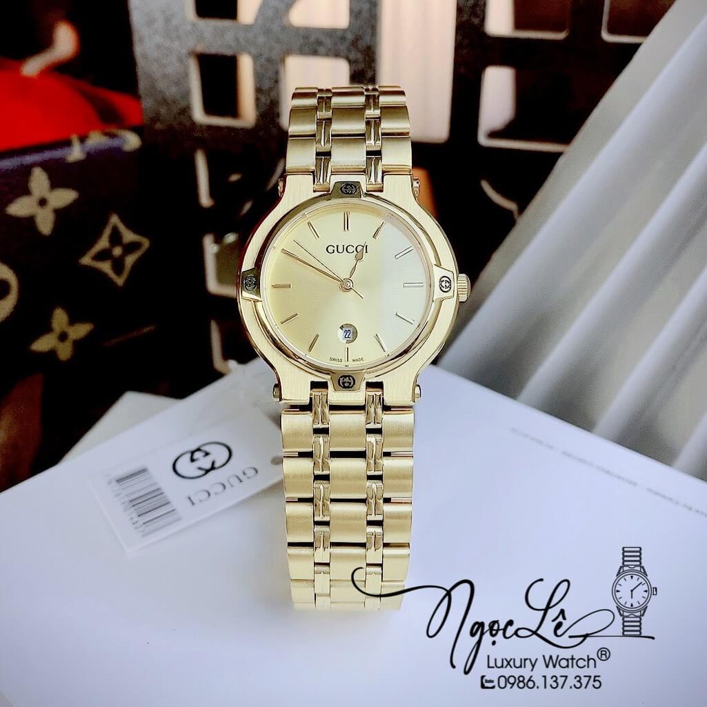 Đồng Hồ Nữ Gucci Vintage Dây Kim Loại Màu Vàng Mặt Vàng Size 32mm