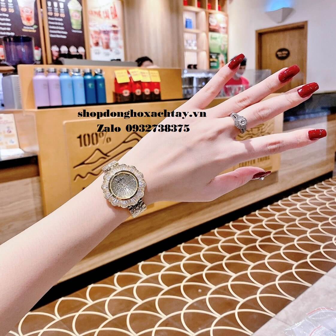 Đồng Hồ Nữ Gulena Vàng Mặt Hoa Chính Hãng 36mm