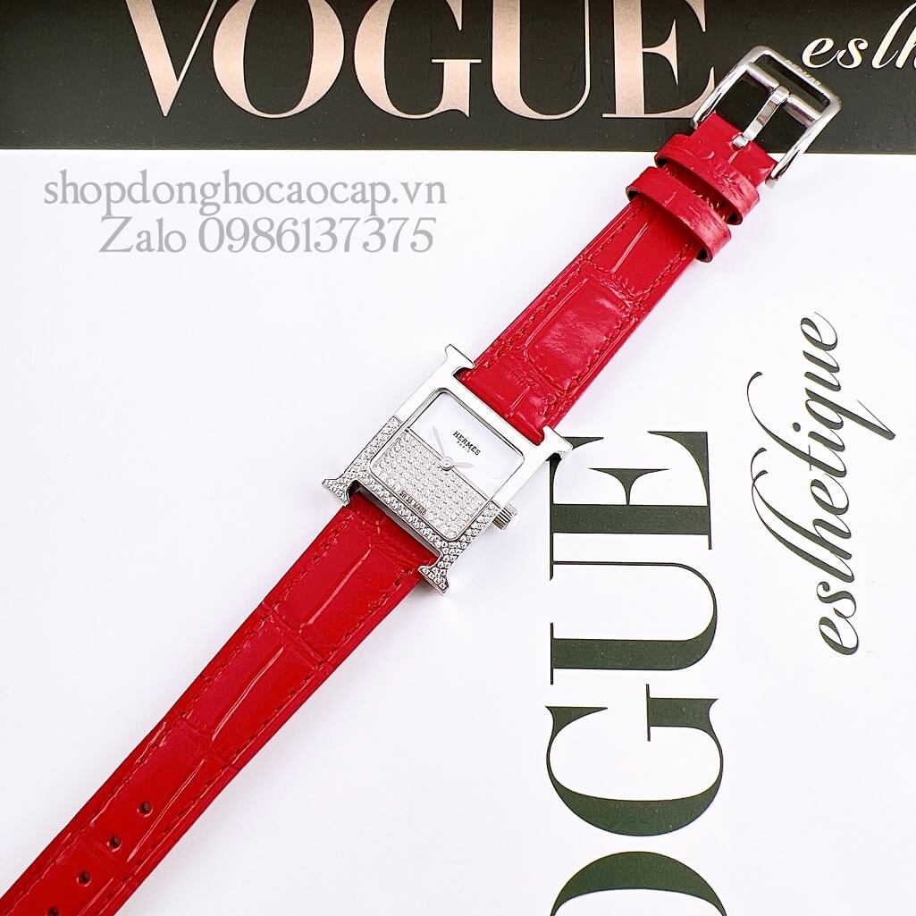 Đồng Hồ Hermes Heure H Double Jeu Diamond 21x21mm - Màu Đỏ