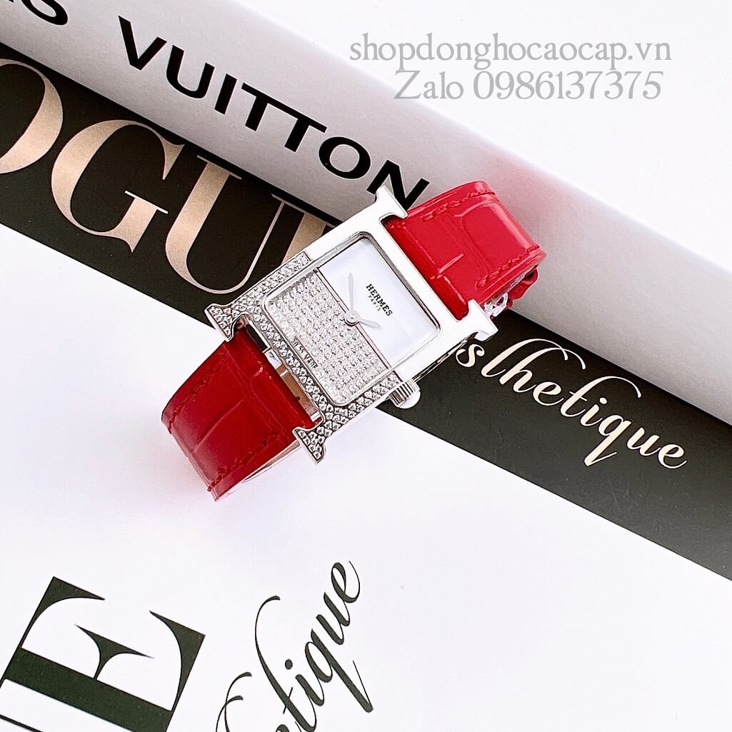 Đồng Hồ Hermes Heure H Double Jeu Diamond 21x21mm - Màu Đỏ