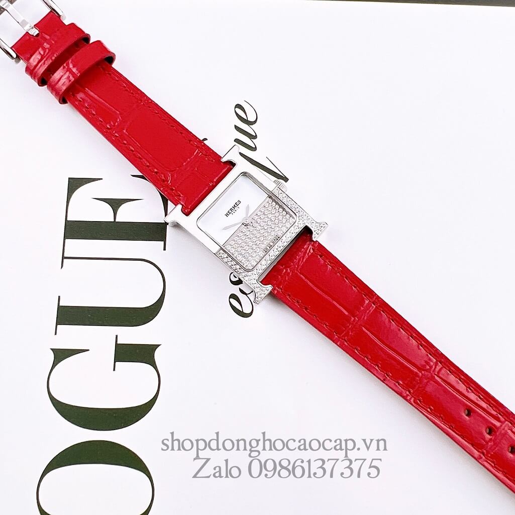 Đồng Hồ Hermes Heure H Double Jeu Diamond 21x21mm - Màu Đỏ