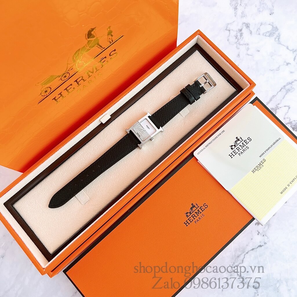 Đồng Hồ Hermes Heure H Double Jeu Diamond 21x21mm - Màu Đen