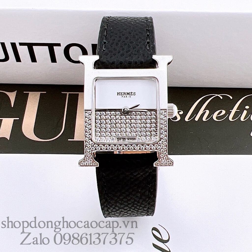 Đồng Hồ Hermes Heure H Double Jeu Diamond 21x21mm - Màu Đen