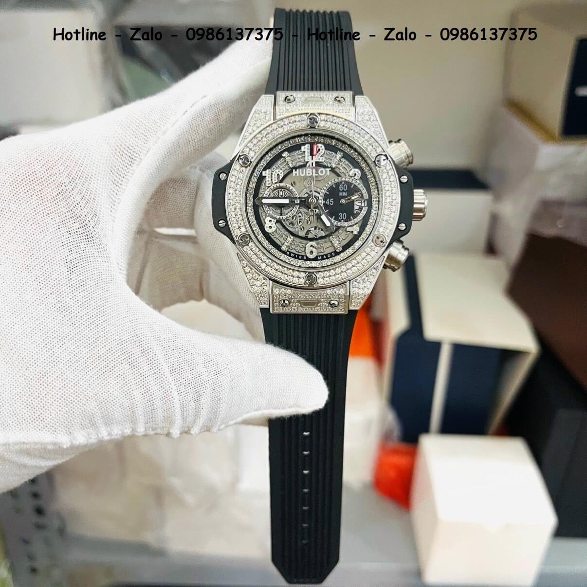 Đồng Hồ Hublot Big Bang Jewellery Automatic Silicon Đen