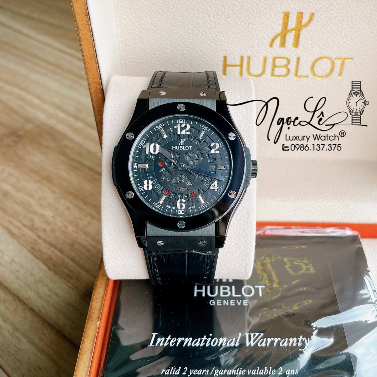 Đồng Hồ Hublot Automatic Nam Lộ Cơ Size 42mm Da Dây Silicon Đen Vỏ Thép Đen