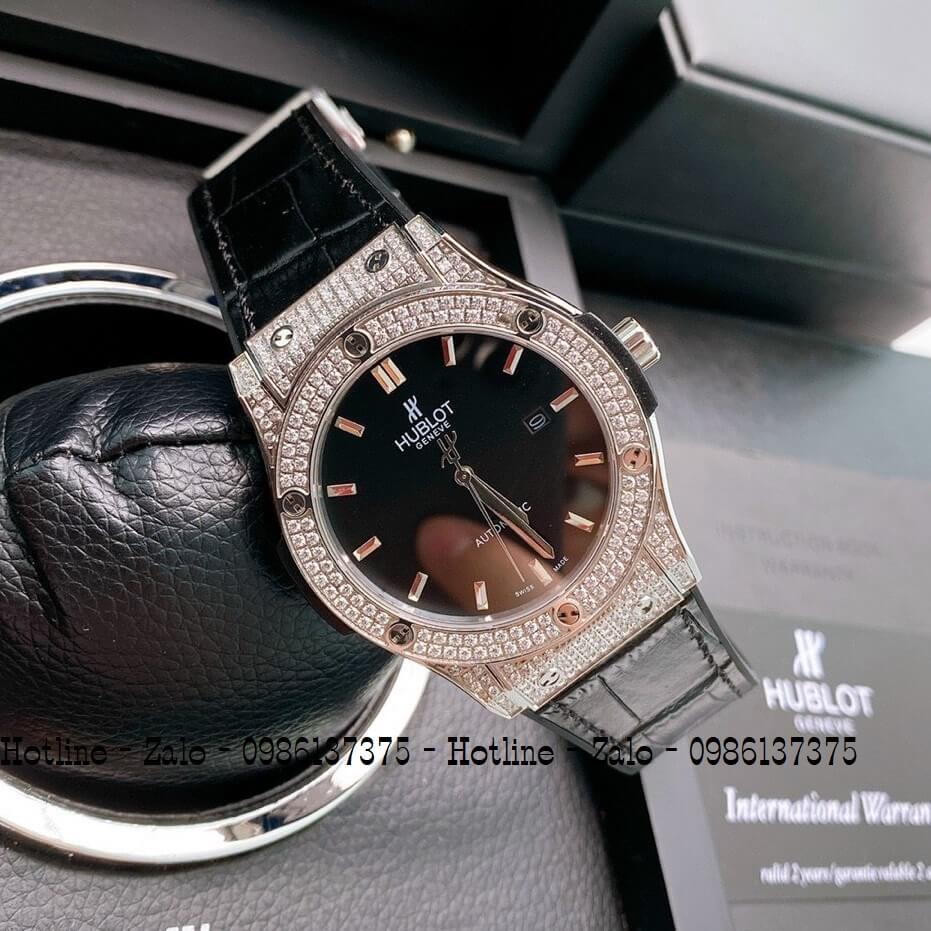 Đồng Hồ Hublot Automatic Siêu Cấp Silicon Đen Silver