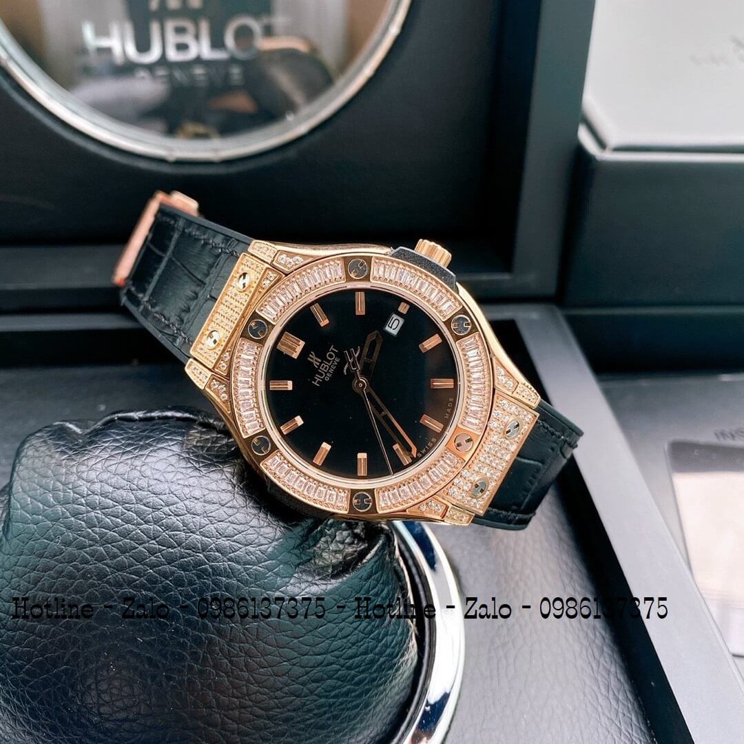 Đồng Hồ Hublot Siêu Cấp Silicon Đen Rose 42mm - 34mm