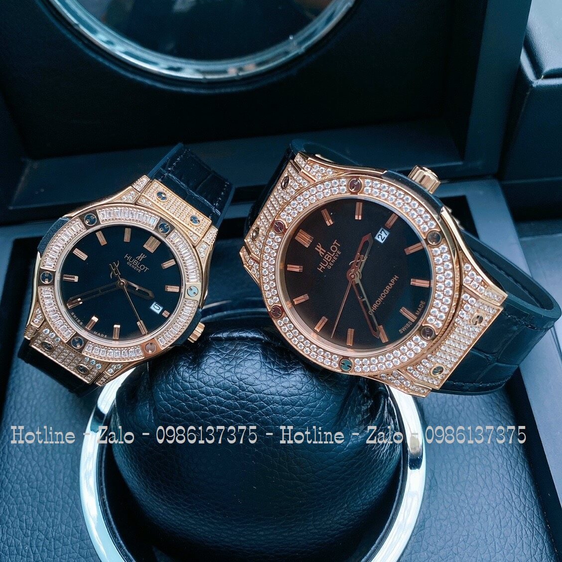 Đồng Hồ Hublot Siêu Cấp Silicon Đen Rose 42mm - 34mm