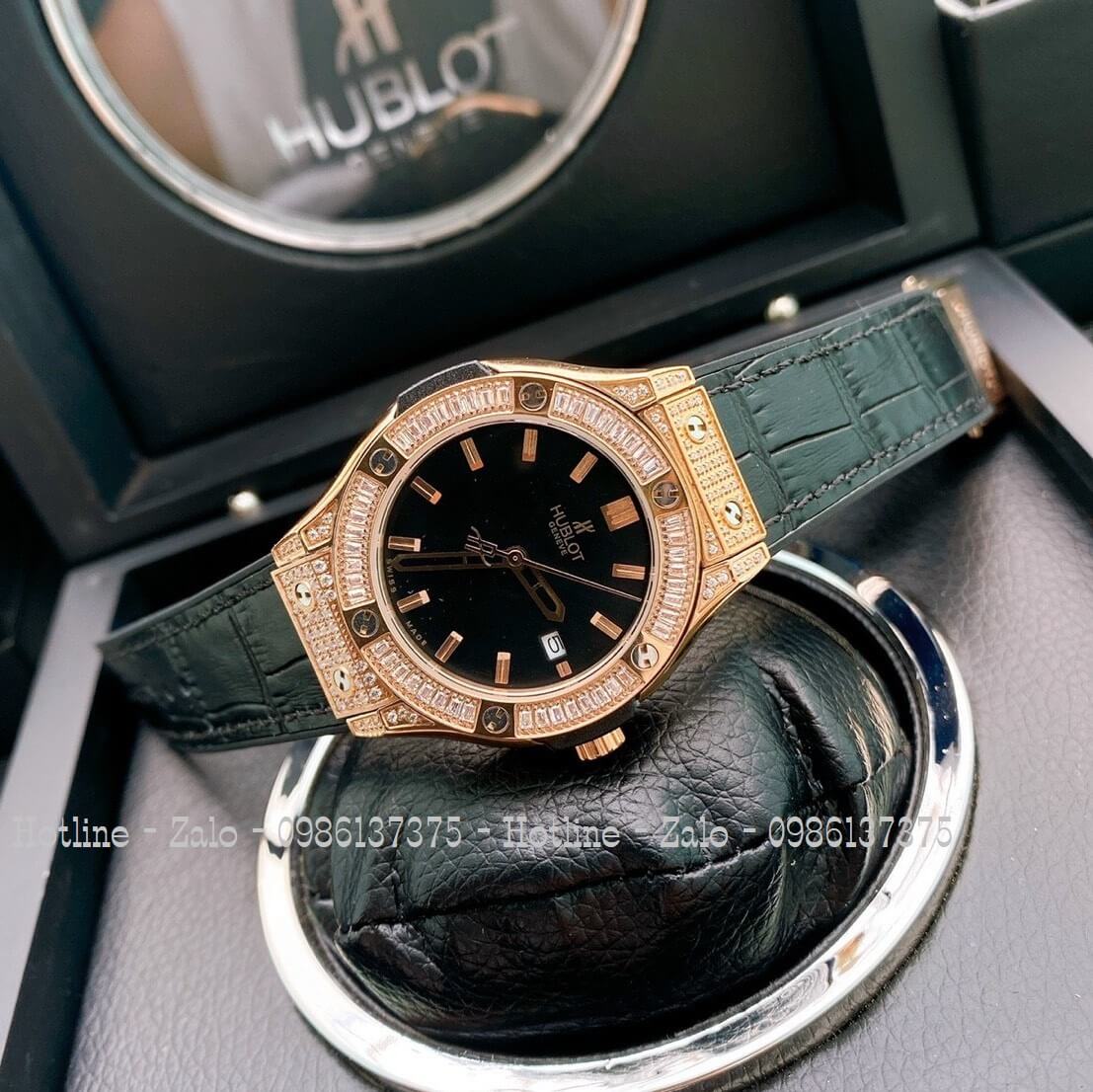 Đồng Hồ Hublot Siêu Cấp Silicon Đen Rose 42mm - 34mm