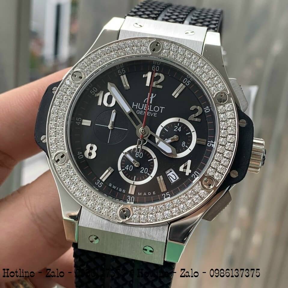 Đồng Hồ Nam Hublot Big Bang Diamonds Silicon Đen Silver 44mm