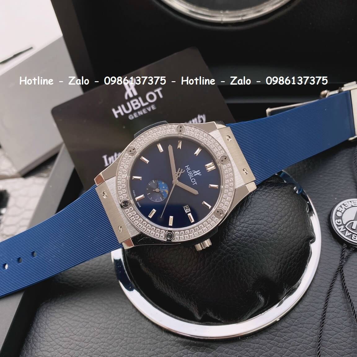 Đồng Hồ Cặp Hublot Siêu Cấp Dây Silicon Xanh 42mm - 34mm