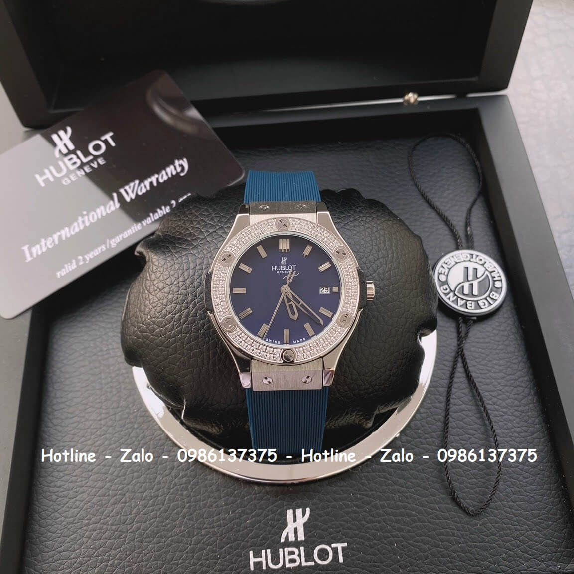 Đồng Hồ Cặp Hublot Siêu Cấp Dây Silicon Xanh 42mm - 34mm