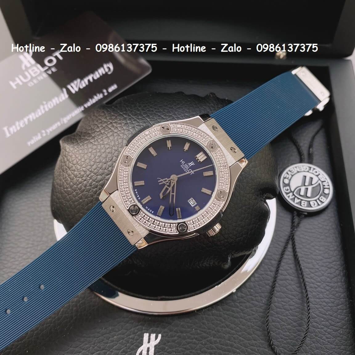 Đồng Hồ Cặp Hublot Siêu Cấp Dây Silicon Xanh 42mm - 34mm