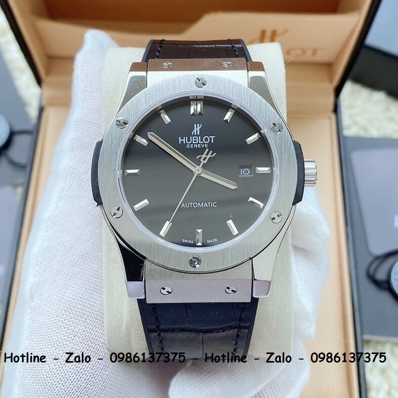 Đồng Hồ Hublot Automatic Nam Siêu Cấp Dây Da Silicon Đen 42mm