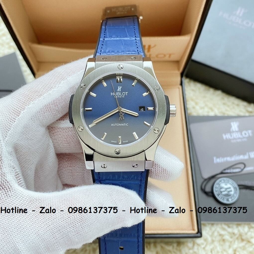 Đồng Hồ Hublot Automatic Nam Dây Da Silicon Xanh 42mm