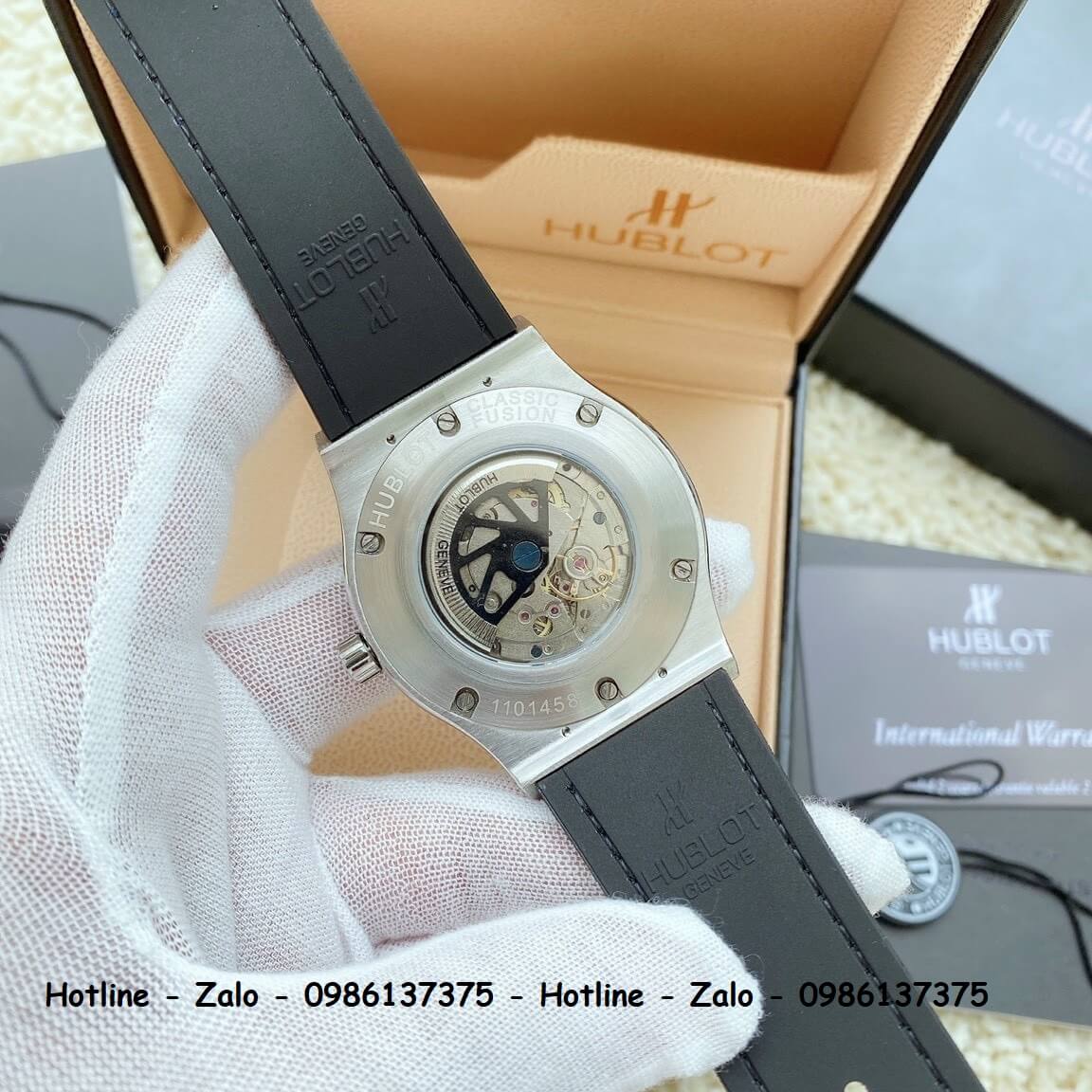 Đồng Hồ Hublot Automatic Nam Siêu Cấp Dây Da Silicon Đen