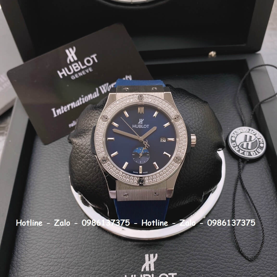 Đồng Hồ Cặp Hublot Siêu Cấp Dây Silicon Xanh 42mm - 34mm