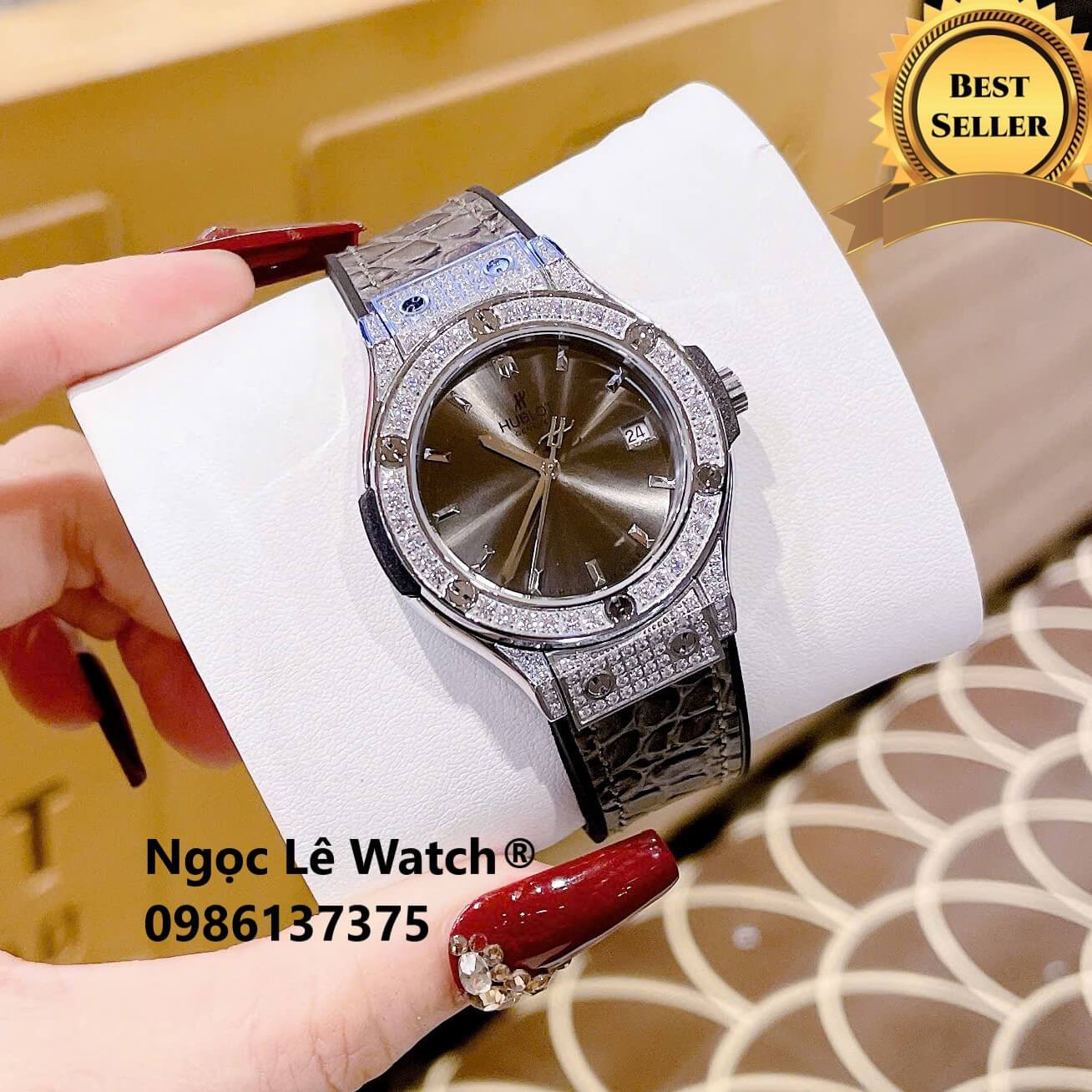 Đồng Hồ Nữ Hublot Classic Fusion Màu Xám Đen Đính Đá Silver Size 34mm - Máy Quartz