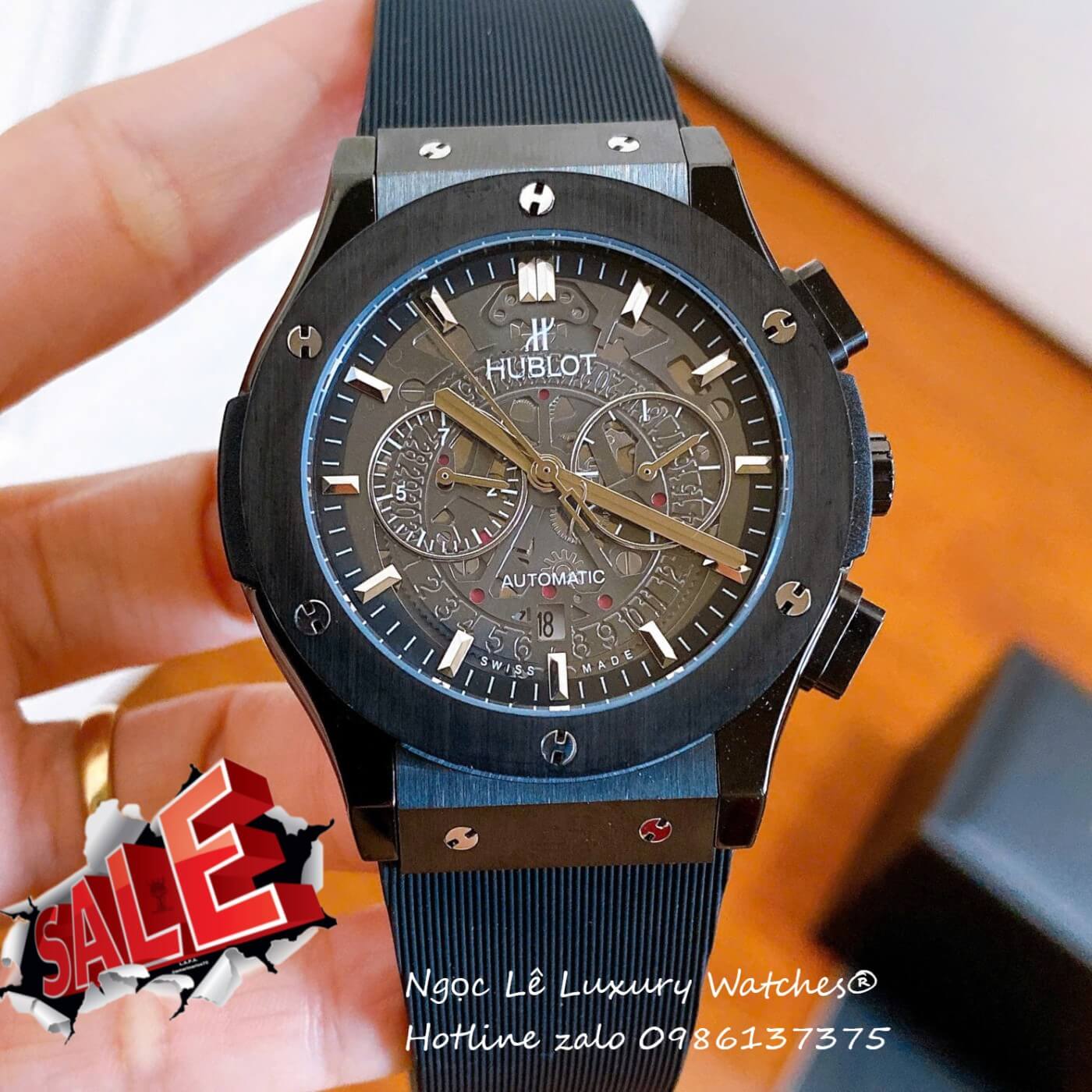 Đồng Hồ Nam Hublot Classic Fusion Automatic Dây Cao Su Đen Vỏ Thép Đen Size 42mm