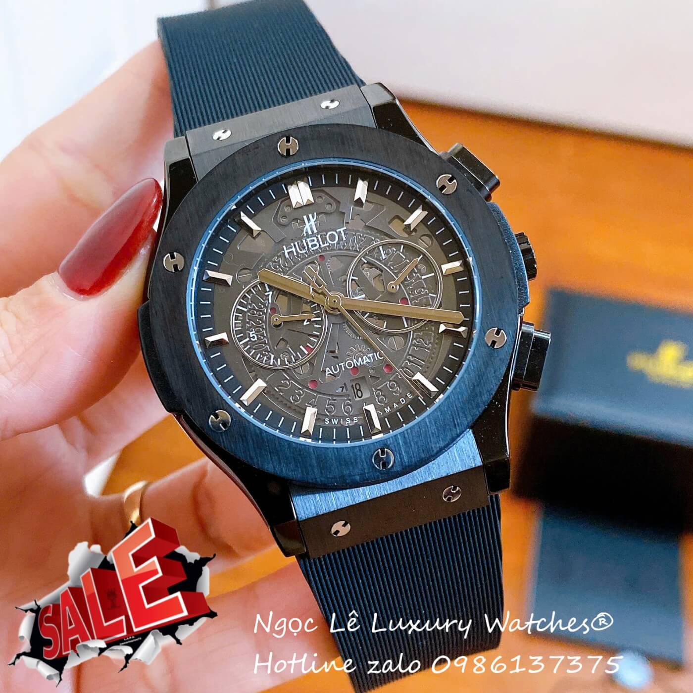 Đồng Hồ Nam Hublot Classic Fusion Automatic Dây Cao Su Đen Vỏ Thép Đen Size 42mm