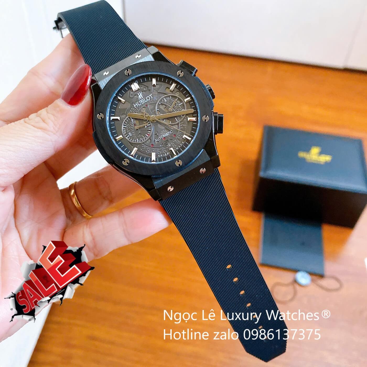 Đồng Hồ Nam Hublot Classic Fusion Automatic Dây Cao Su Đen Vỏ Thép Đen Size 42mm