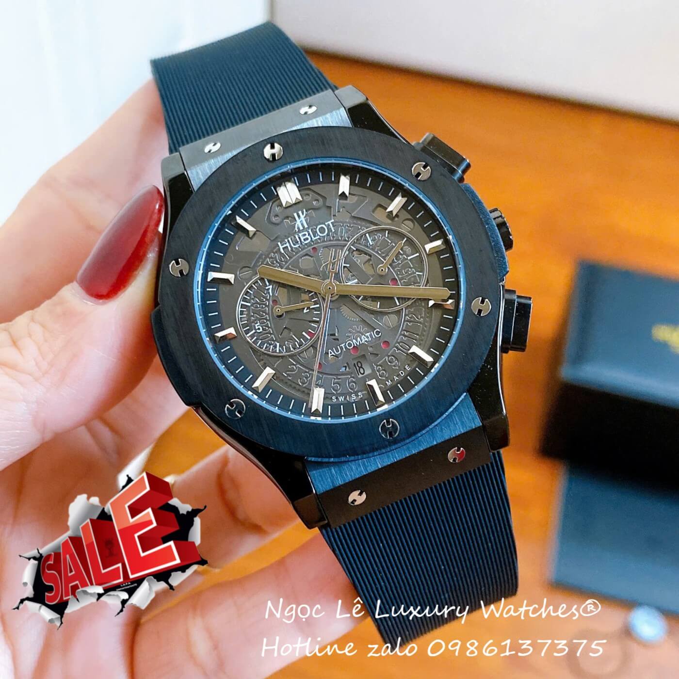 Đồng Hồ Nam Hublot Classic Fusion Automatic Dây Cao Su Đen Vỏ Thép Đen Size 42mm