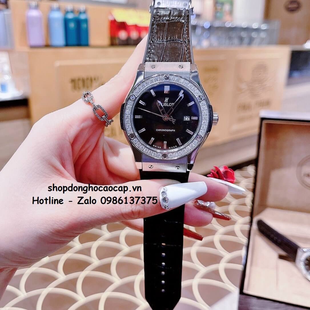 Đồng Hồ Cặp Hublot Classic Fusion Quartz Dây Da Silicon Đen