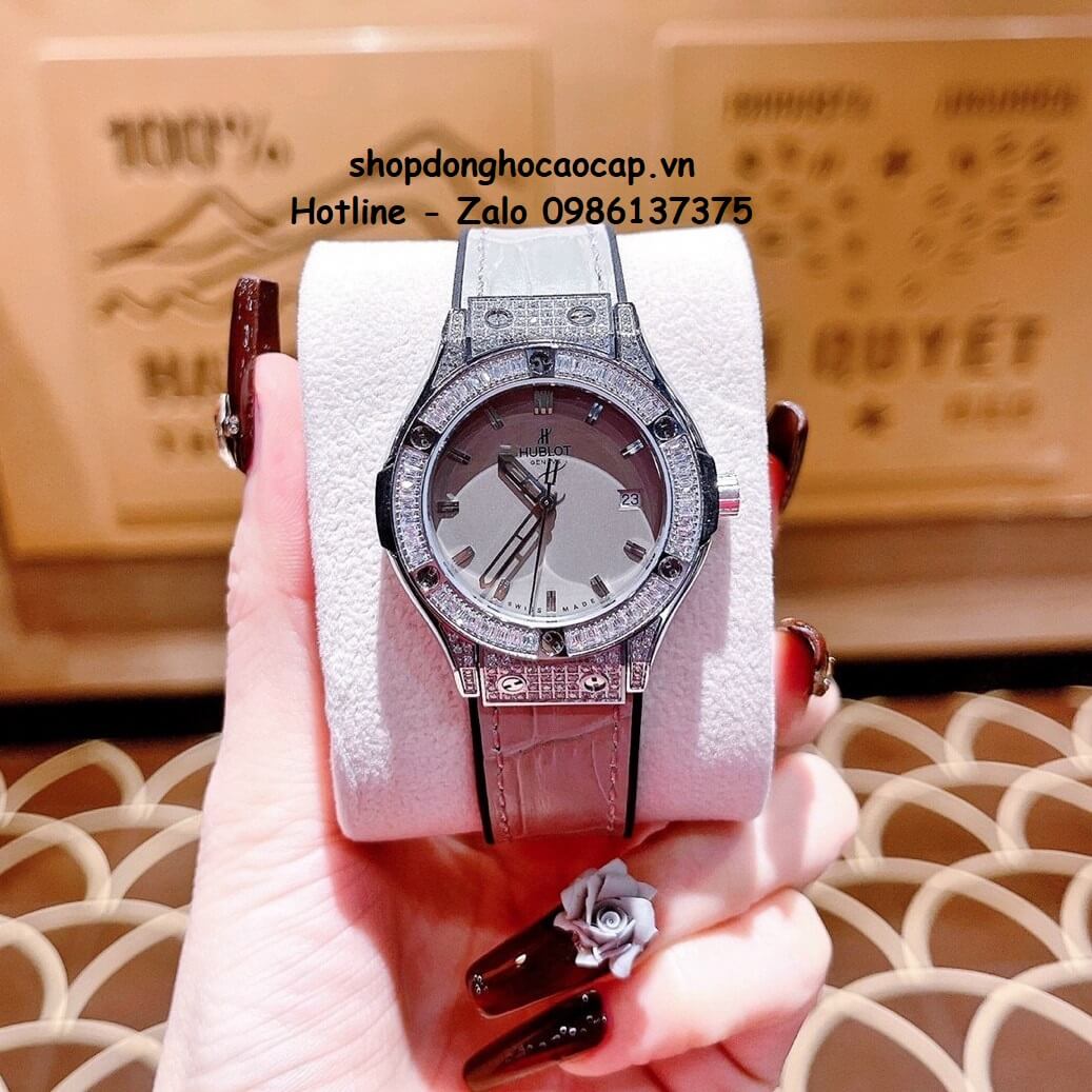 Đồng Hồ Cặp Hublot Classic Fusion Quartz Dây Da Silicon Xám Silver