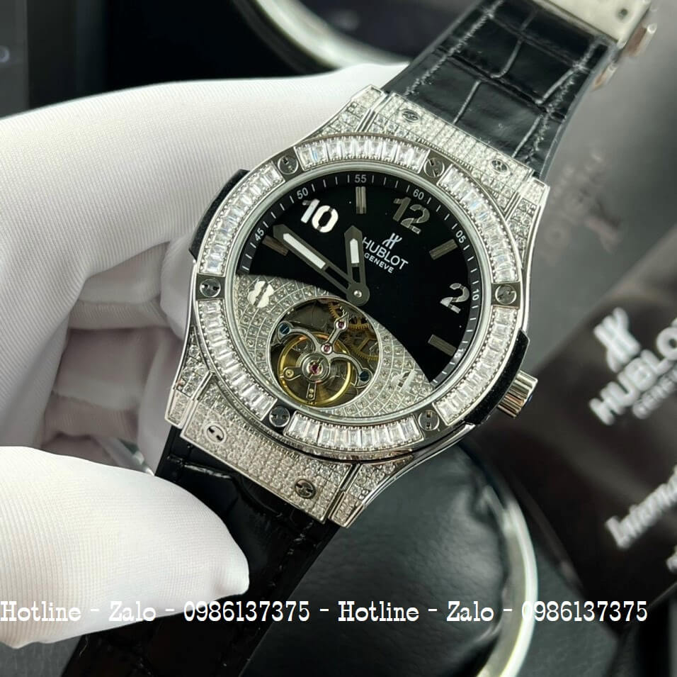 Đồng Hồ Hublot Fusion Diamond Automatic Nam 42mm - Silver Mặt Đen