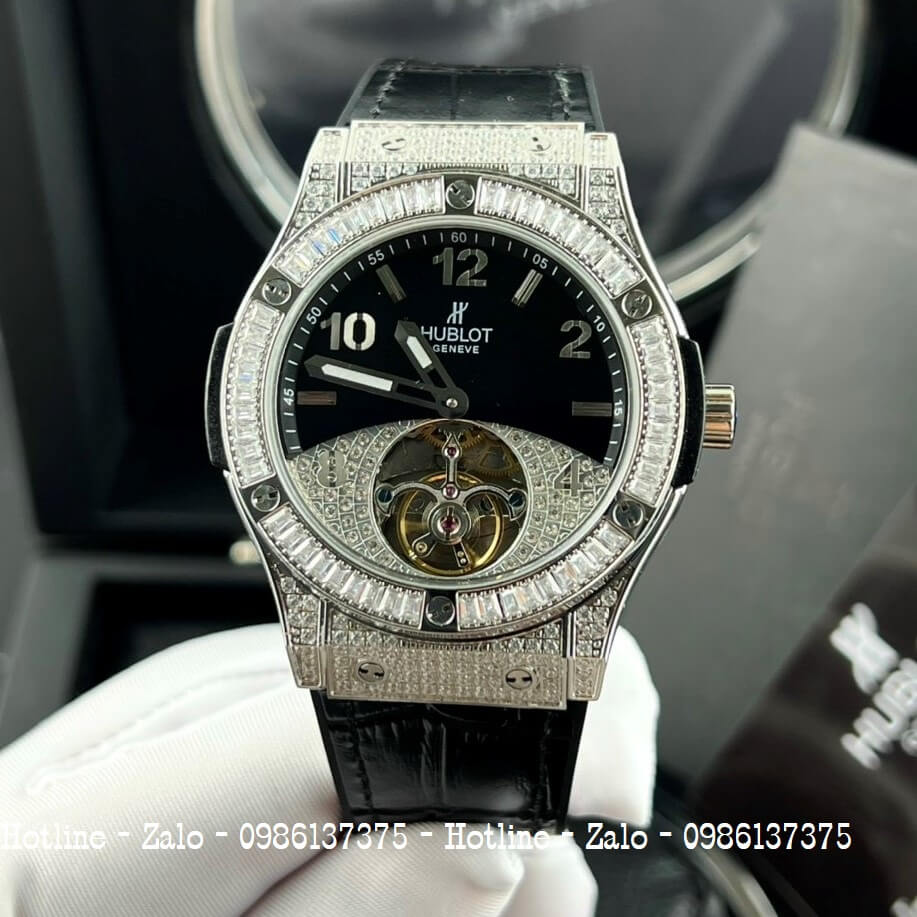 Đồng Hồ Hublot Big Bang Diamond Automatic Nam 42mm - Silver Mặt Đen